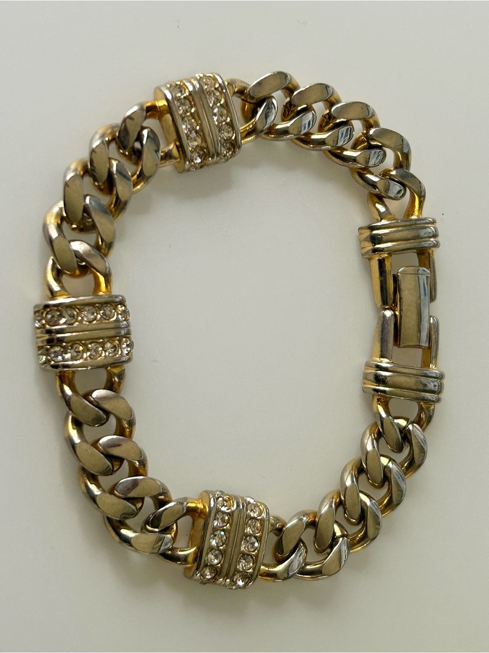 Vintage S.A.L Swarovski Clear Crystal Gold Tone Link Bracelet